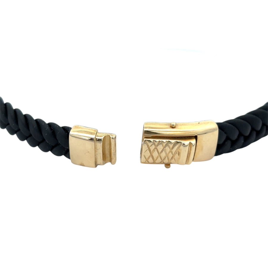 Men's 14k Gold & Leather Bracelet – Sophisticated and Stylish, 20 cm