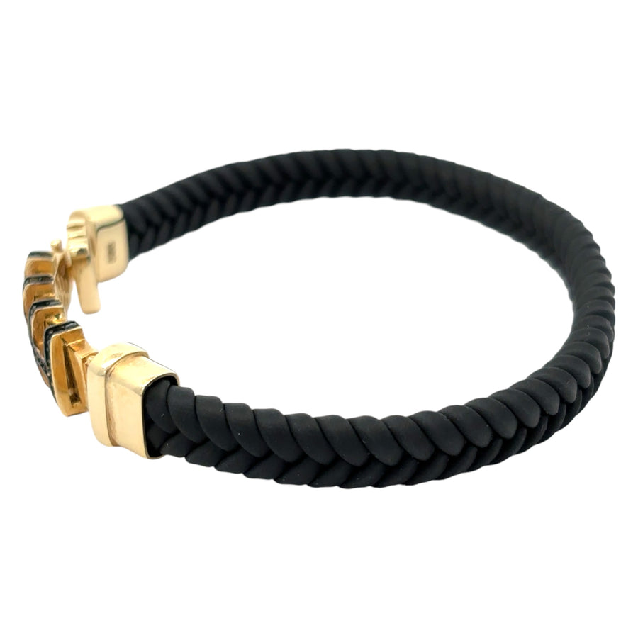 14k Gold and Leather Bracelet for Men