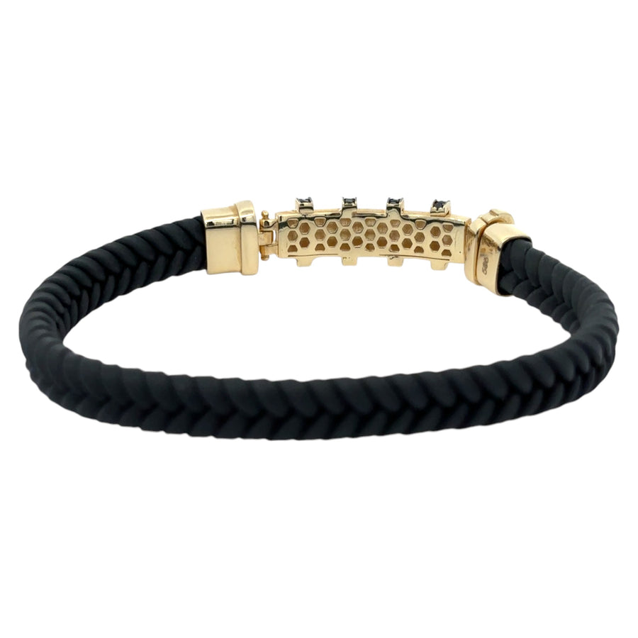 14k Gold and Leather Bracelet for Men