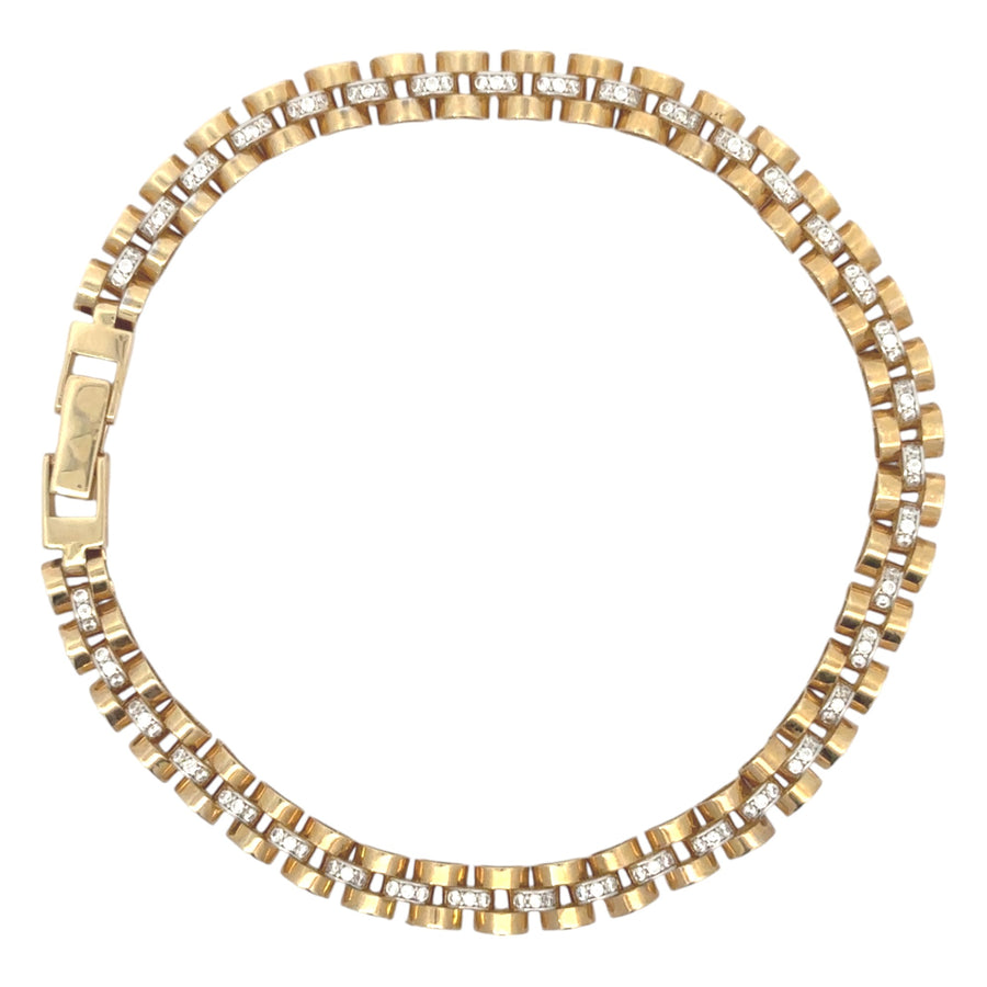 14k Gold Bracelet with CZ for Men, 21 cm