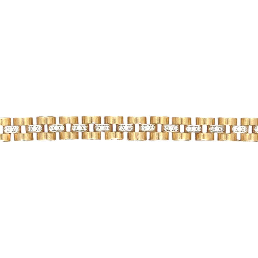 14k Gold Bracelet with CZ for Men, 21 cm