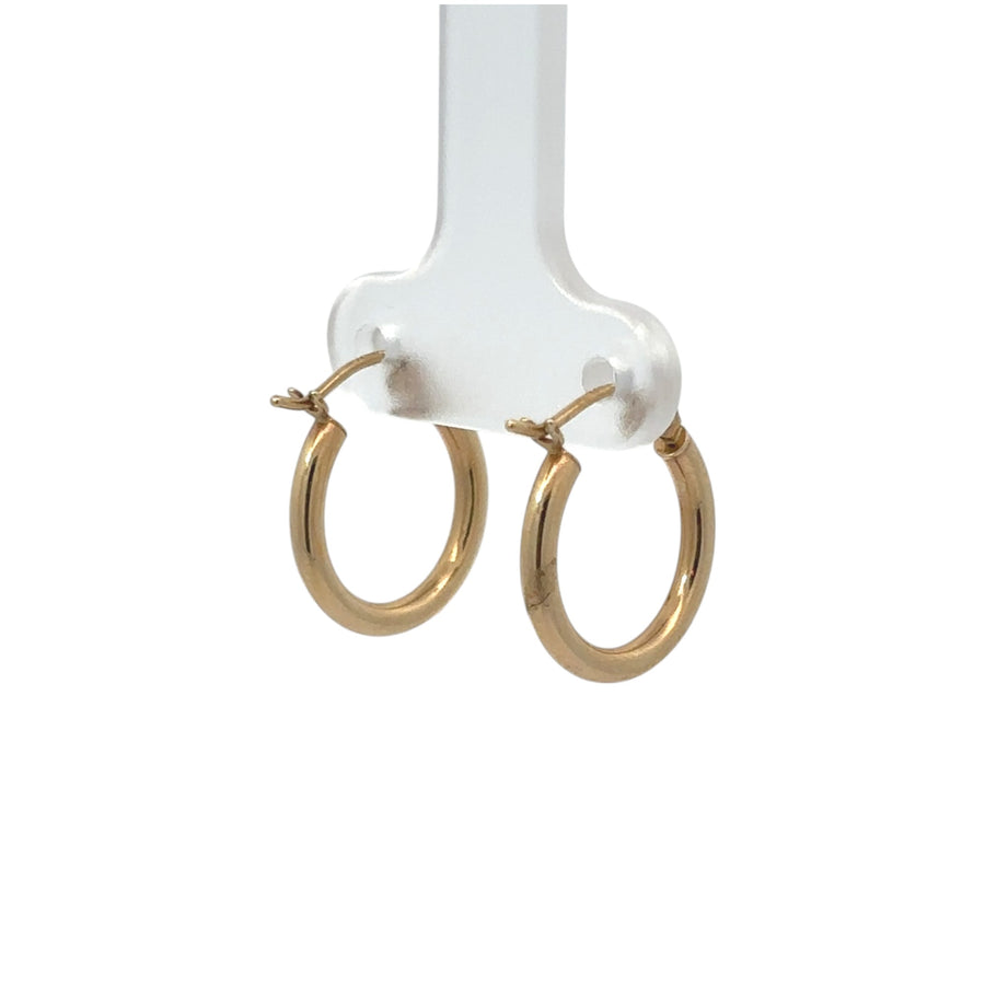 14k Gold Small Solid Hoop Earrings – Elegant Design for Women & Babies