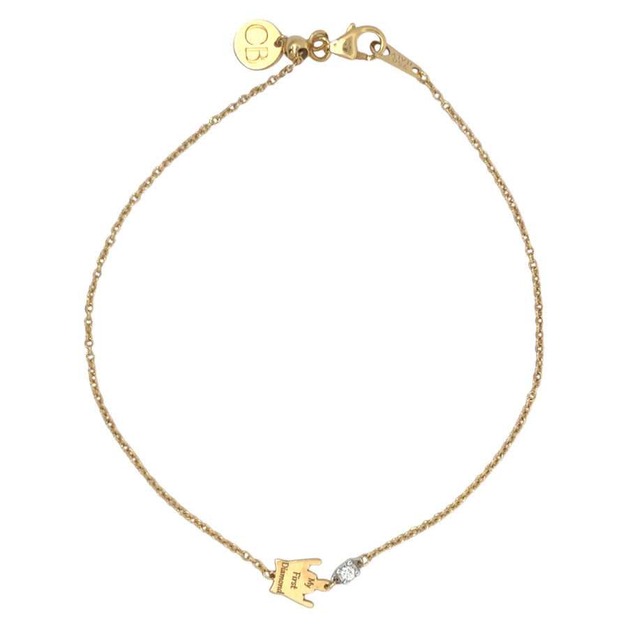 18k Gold Crown Bracelet with Diamond - Adjustable for Baby