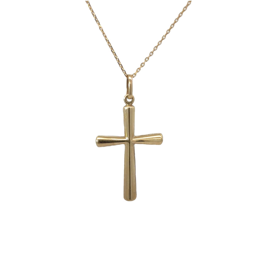 14k Gold Large Solid Cross Pendant Necklace