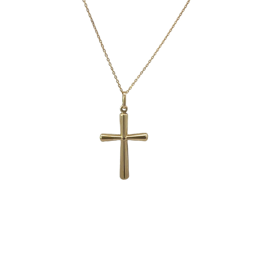 14k Gold Large Solid Cross Pendant Necklace