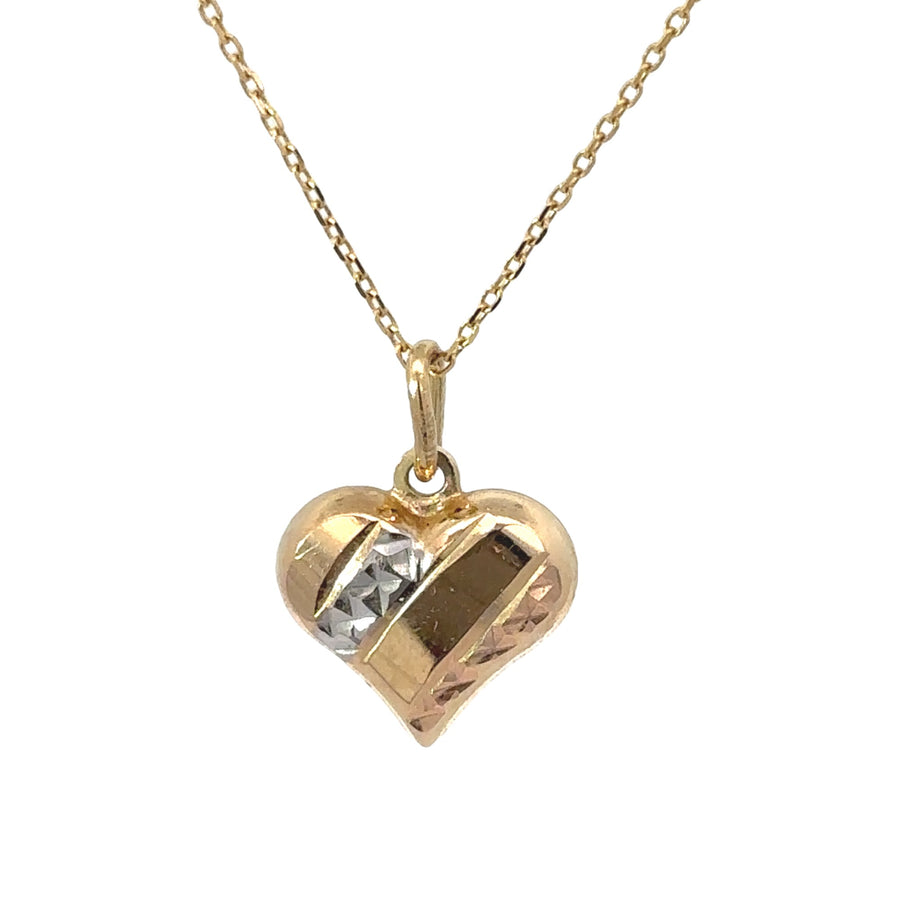 14k Two-Tone Heart Pendant Necklace