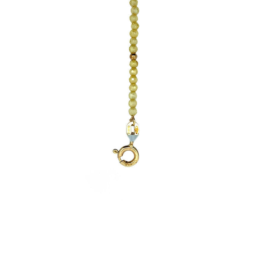 14k Gold Adjustable Bracelet with Yellow Stone, 17-19 cm