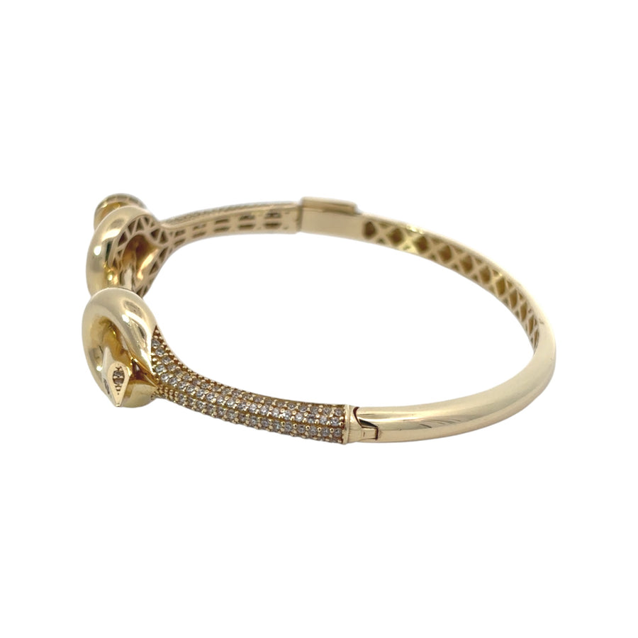 14k Gold Open Bangle with CZ for Women