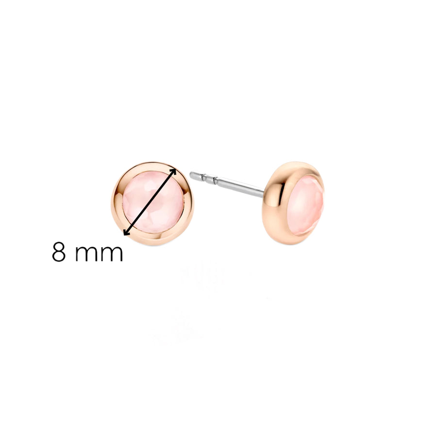 TI SENTO - Milano Sterling Silver Rose Gold Plated Pink Crystal Stud Earrings