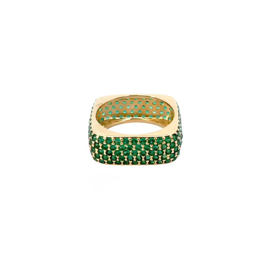 14k Gold Ring with Green CZ for Women - Size 7