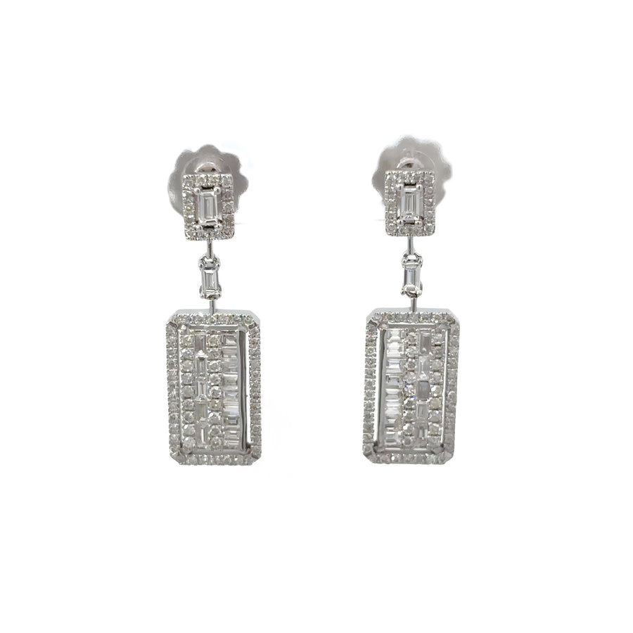 14k Gold Diamond Rectangle Earrings (Set 1)