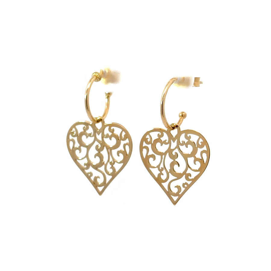 14k Gold XS Heart Hoop Earrings