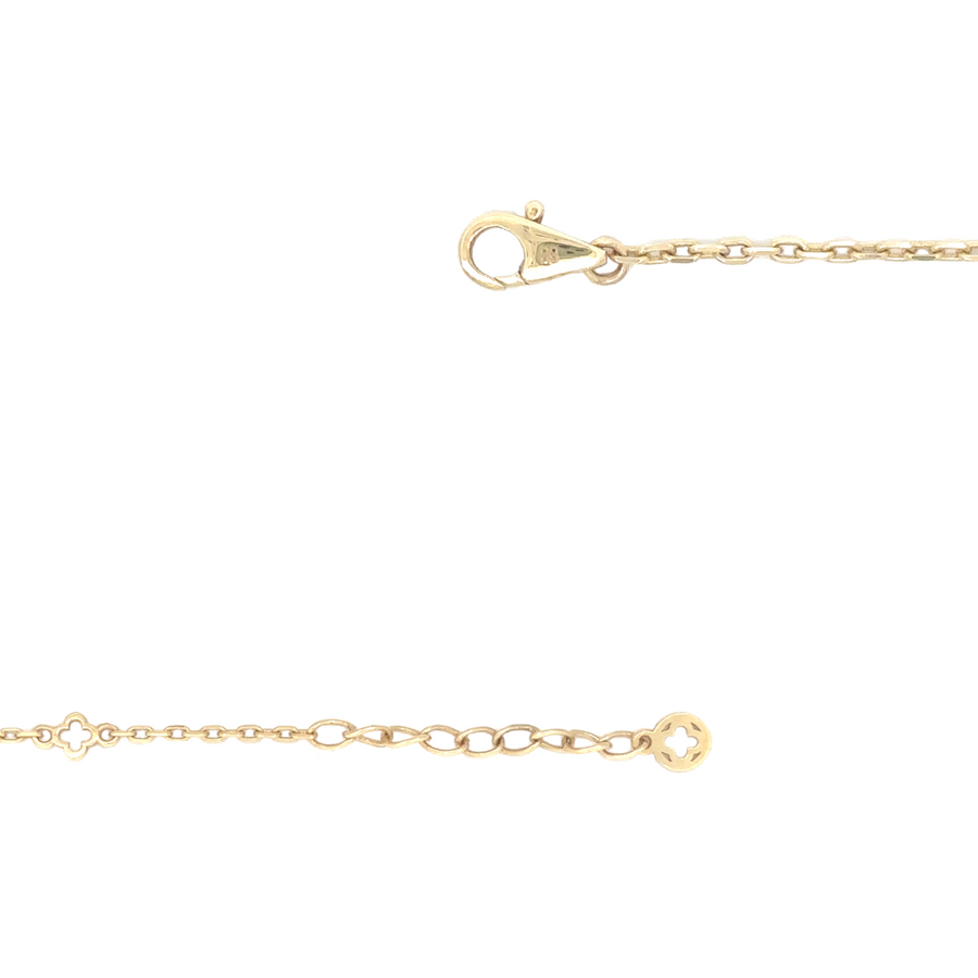 14k Gold Necklace with Square Pendant – Adjustable 18 to 19 Inches