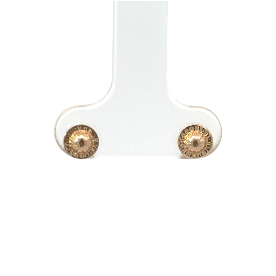 14k Gold Circle Stud Earrings with Center CZ for Women & Baby