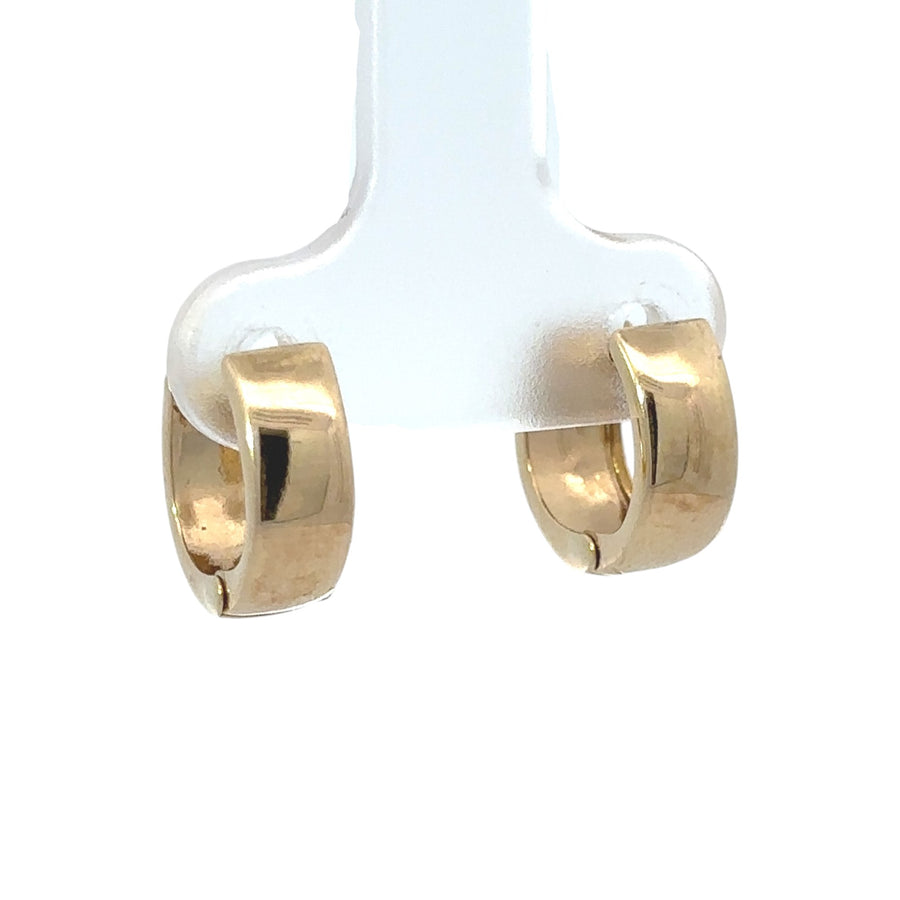 14k Gold Huggie Earrings with Faceted X Design