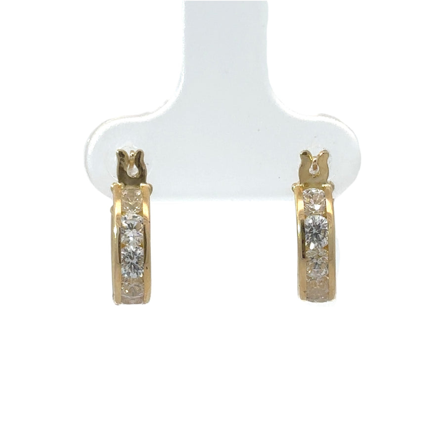 14k Gold XS Hoop Earrings with CZ for Women and Babies