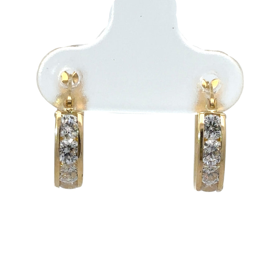 14k Gold XS Hoop Earrings with CZ for Women and Babies