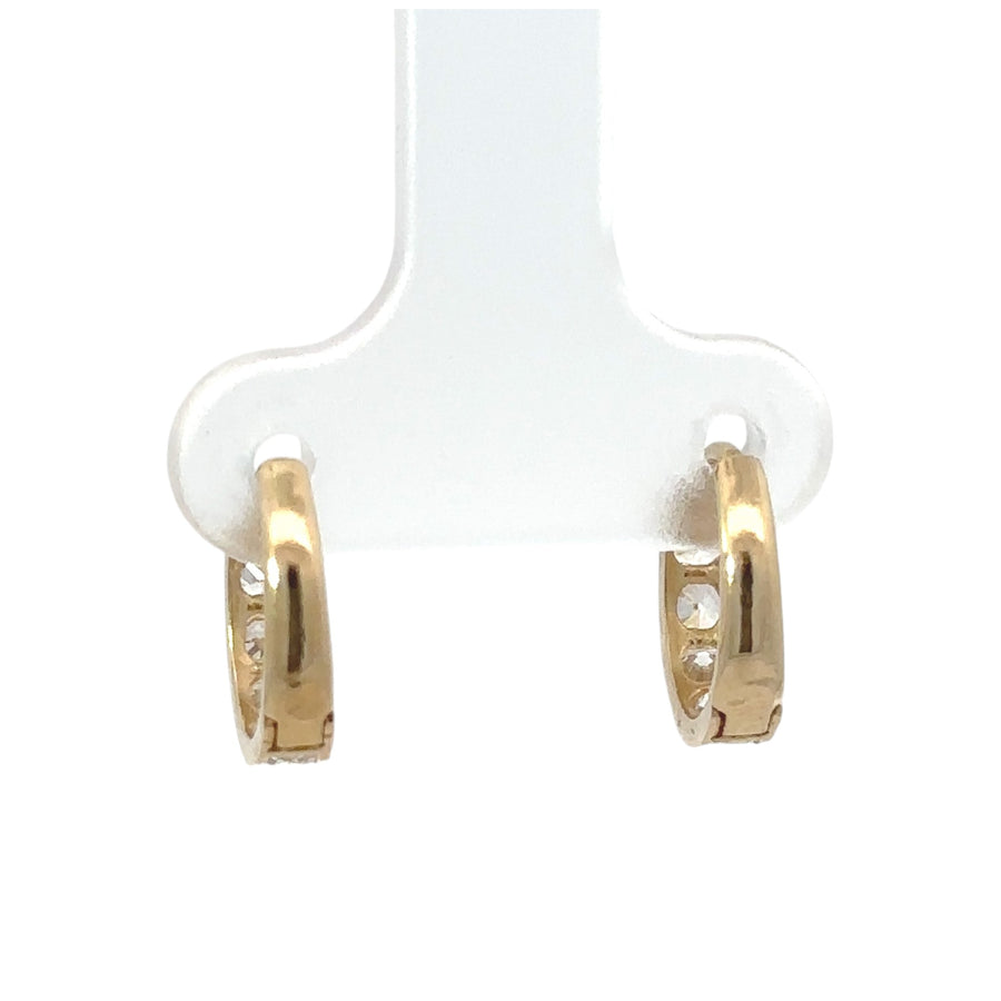 14k Gold XS Huggie Earrings with CZ for Women & Baby