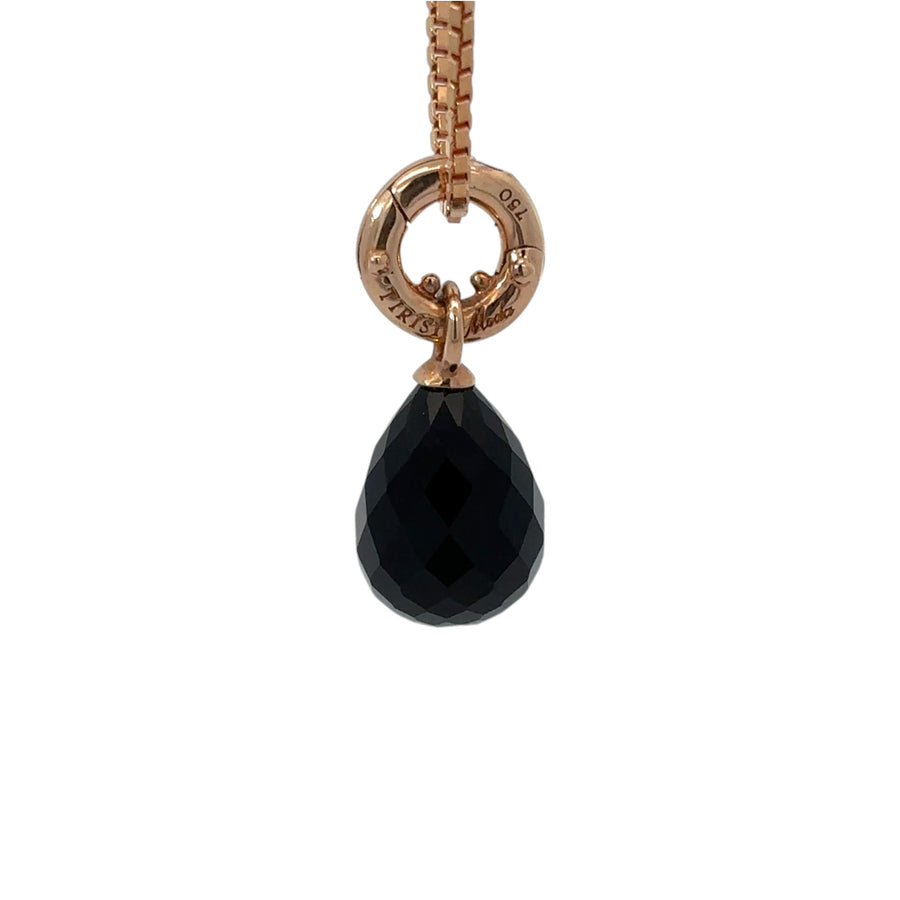 14k Rose Gold Pendant with Pear-Shaped Black Stone (Unisex)