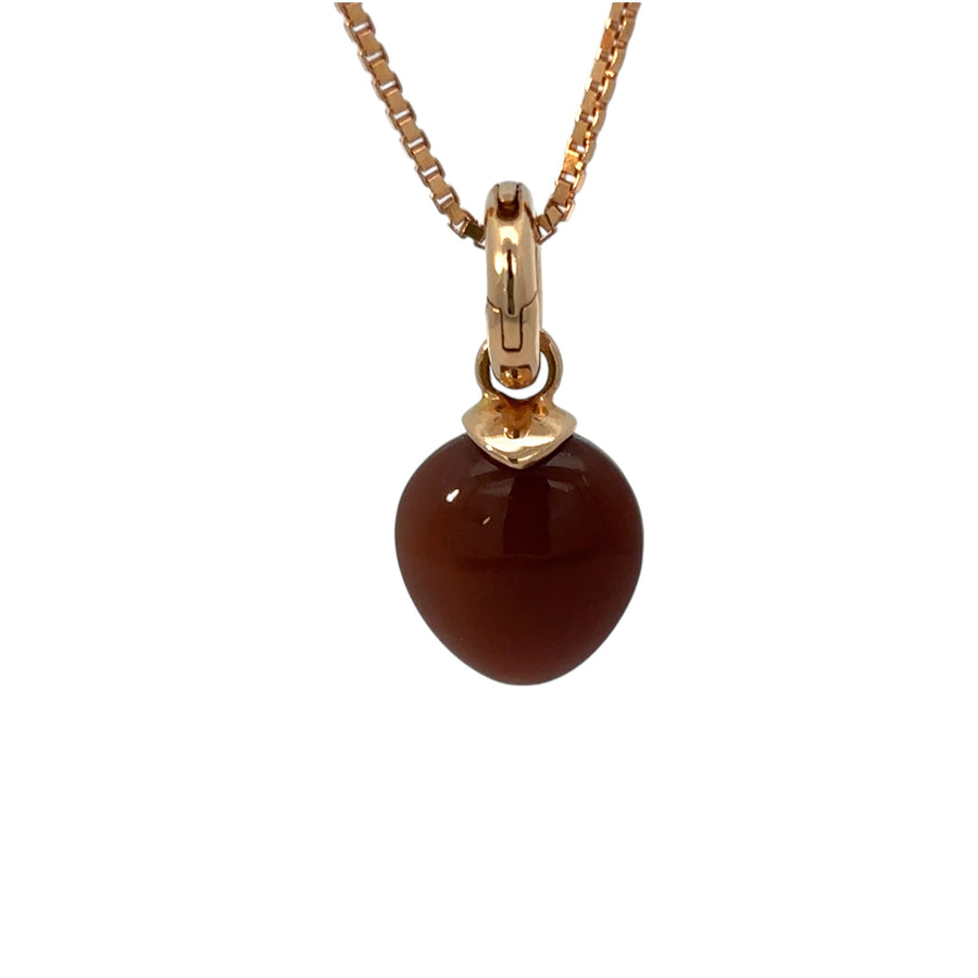 14k Rose Gold Necklace with Brown Stone for Unisex