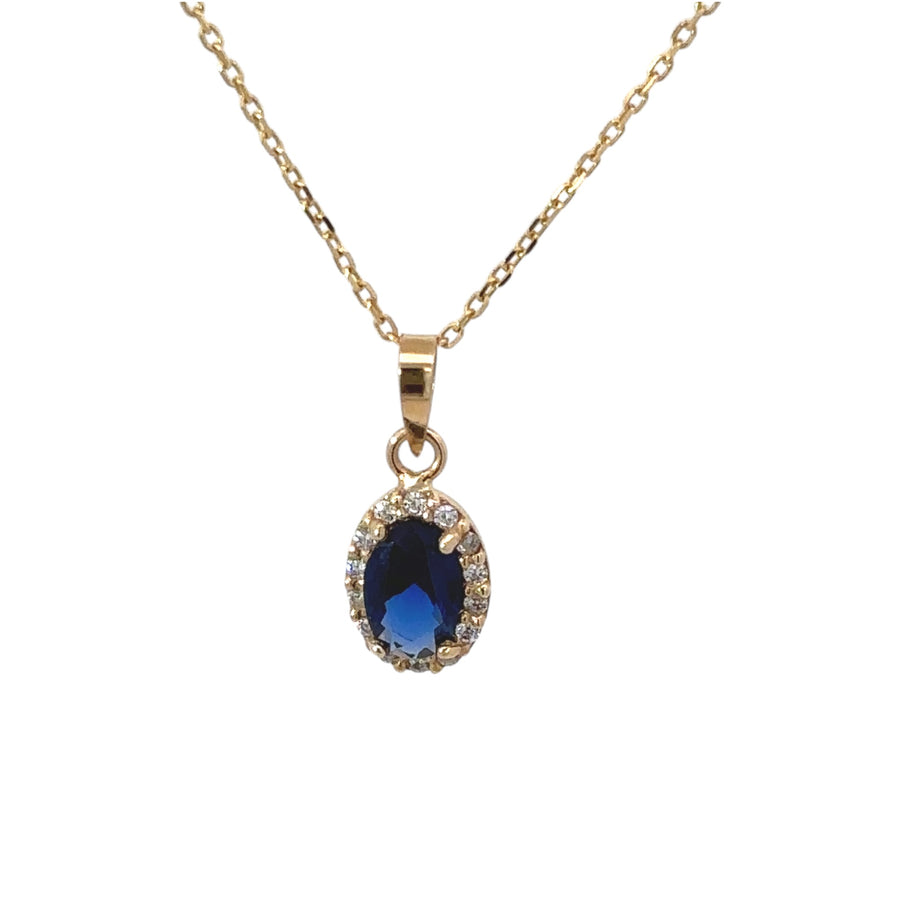 14k Gold Oval Pendant with CZ