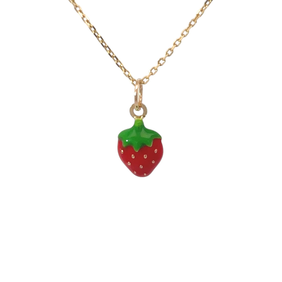 14k Gold Small Strawberry Pendant