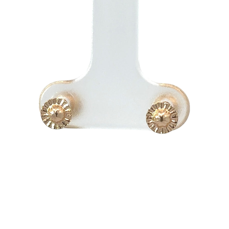 14k Gold Stud Earrings – Small Solid Ball Design for Women & Baby