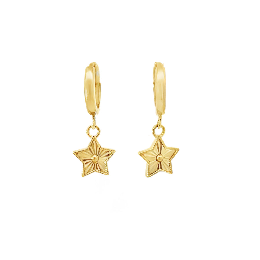 Huggies with Faceted Star in 14K Gold for Women