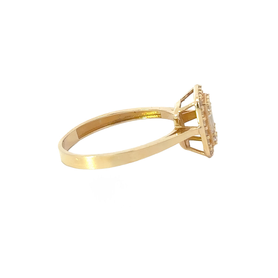 14k Gold Ring with CZ for Women, Size 7.5