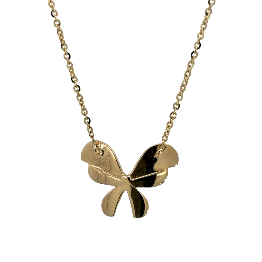 14k Gold Necklace with Butterfly Pendant, Adjustable 17 to 18 Inches