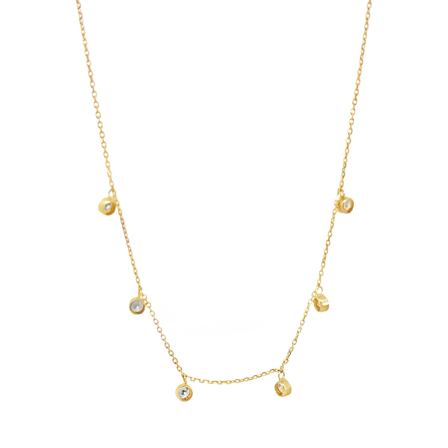 18k Real Gold Chain with 6 CZ Stones - Adjustable