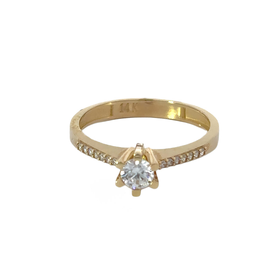 14k Gold Solitaire Ring for Women - Size 7