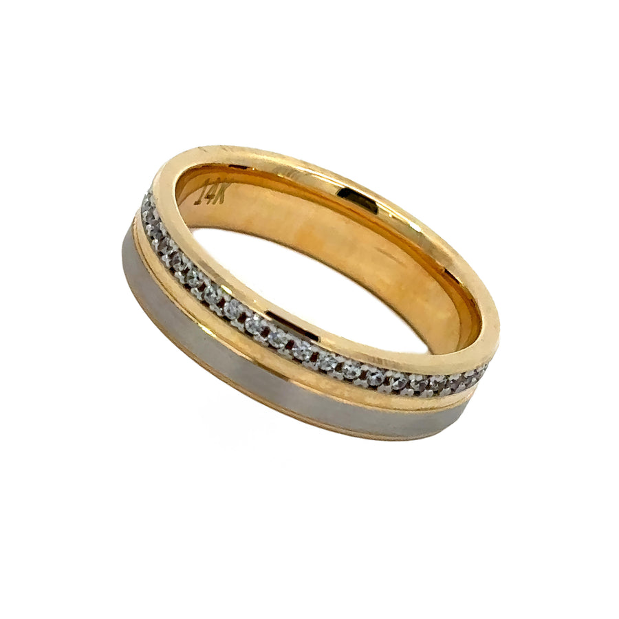 14k Gold Two-Tone Ring with CZ for Women (Size 6)