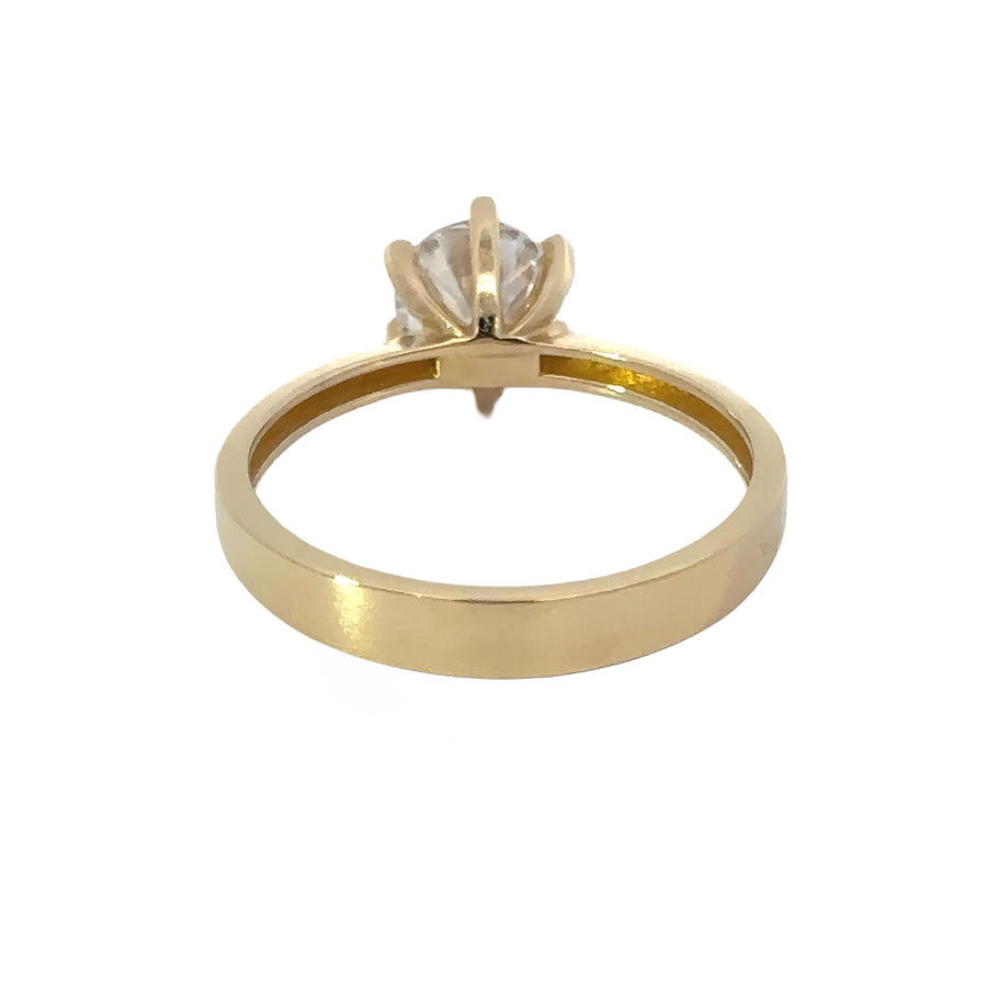 14k Gold CZ Solitaire Ring for Women