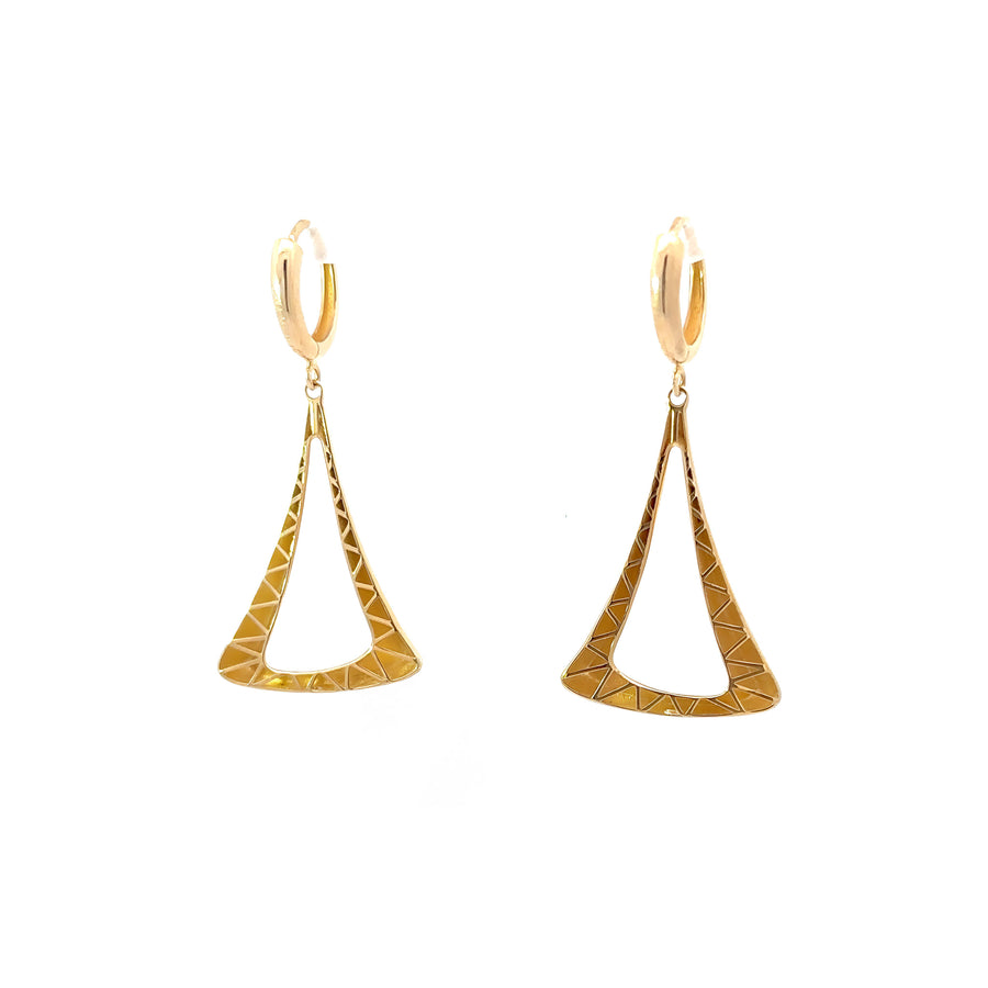 Earring Solid Large Triangle in 14K Gold for Women