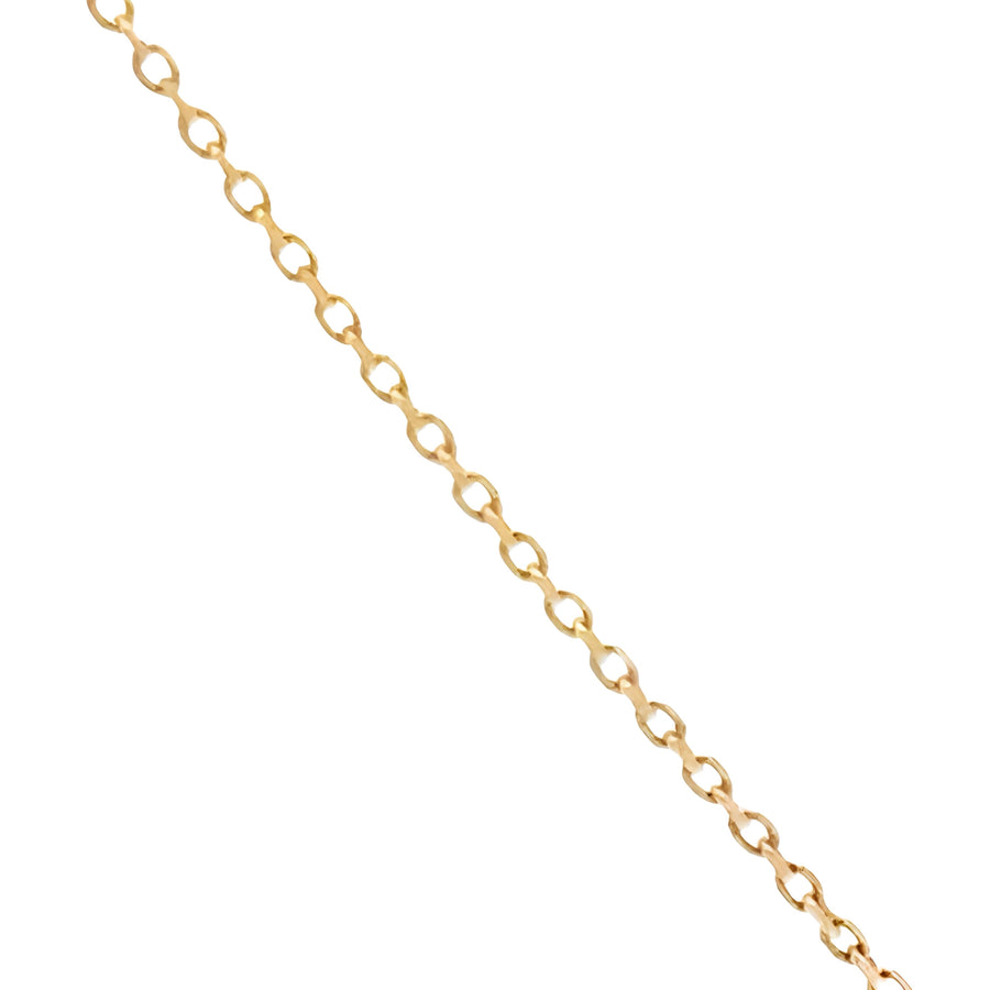 14k Yellow Gold Chain with Center CZ Leaves - Adjustable