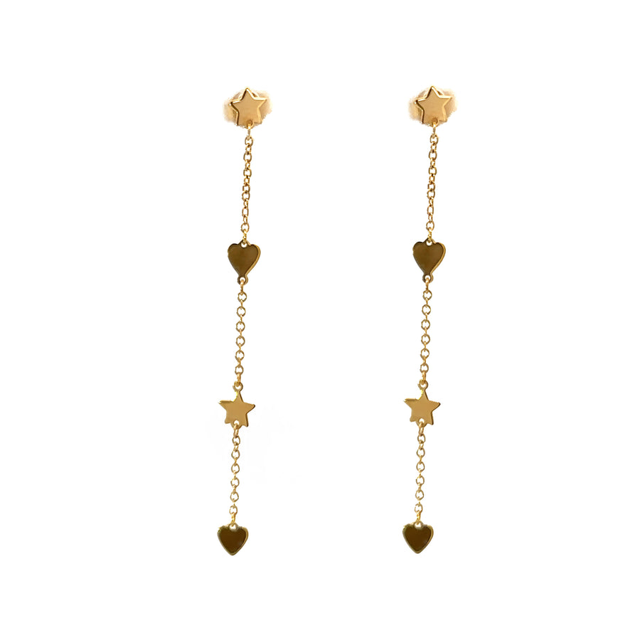 18k Gold Heart & Star Earrings