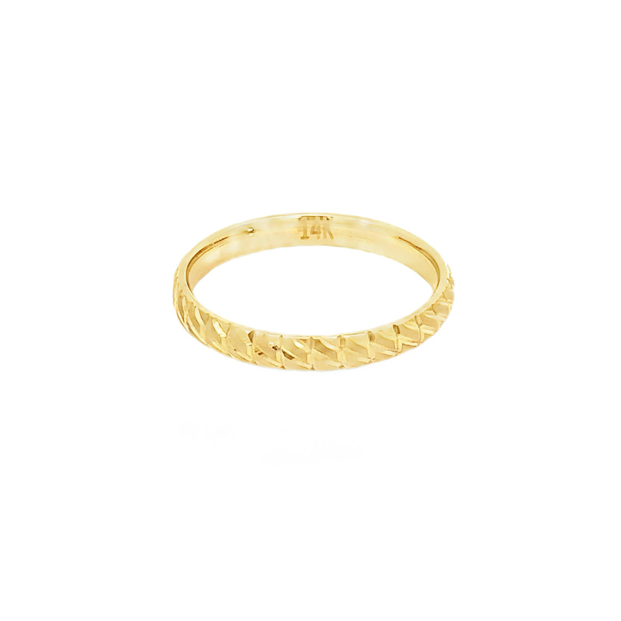 14k Yellow Gold Faceted Ring - Size 8