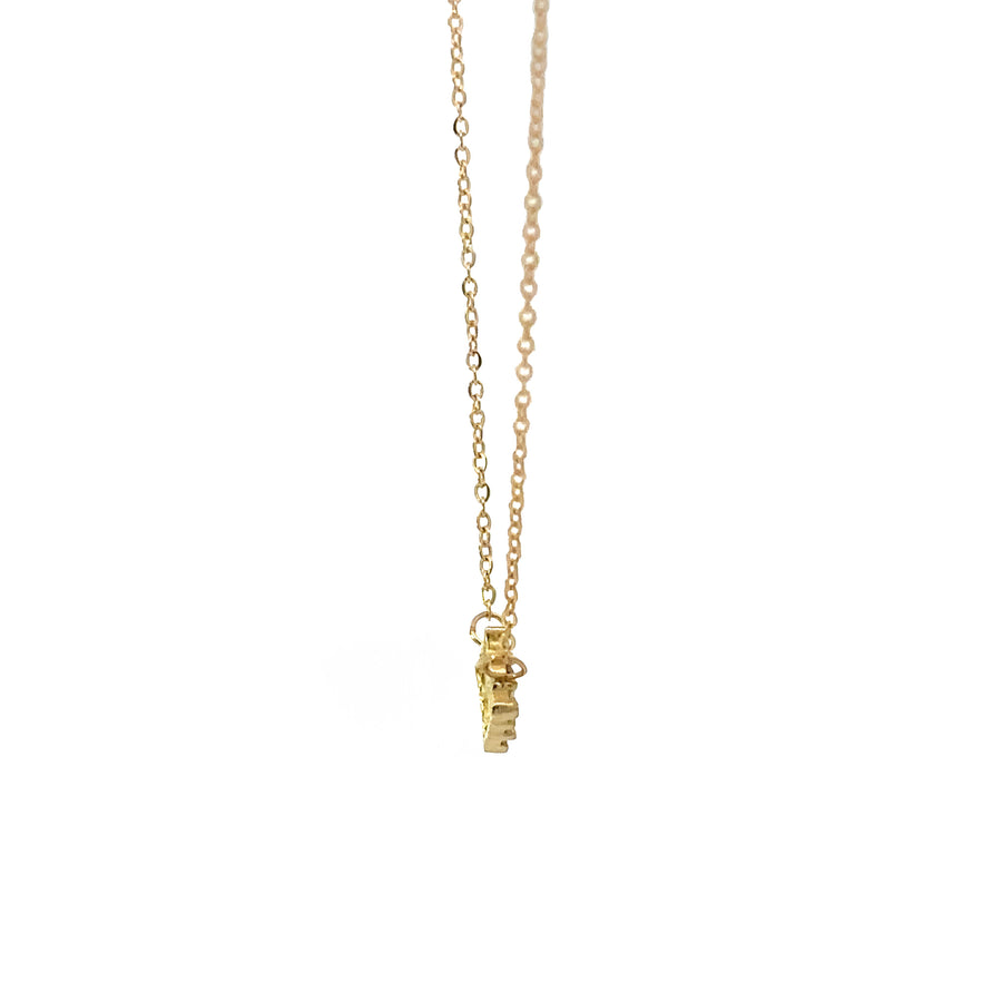 18k Gold Square Pendant Necklace with CZ for Women and Babies