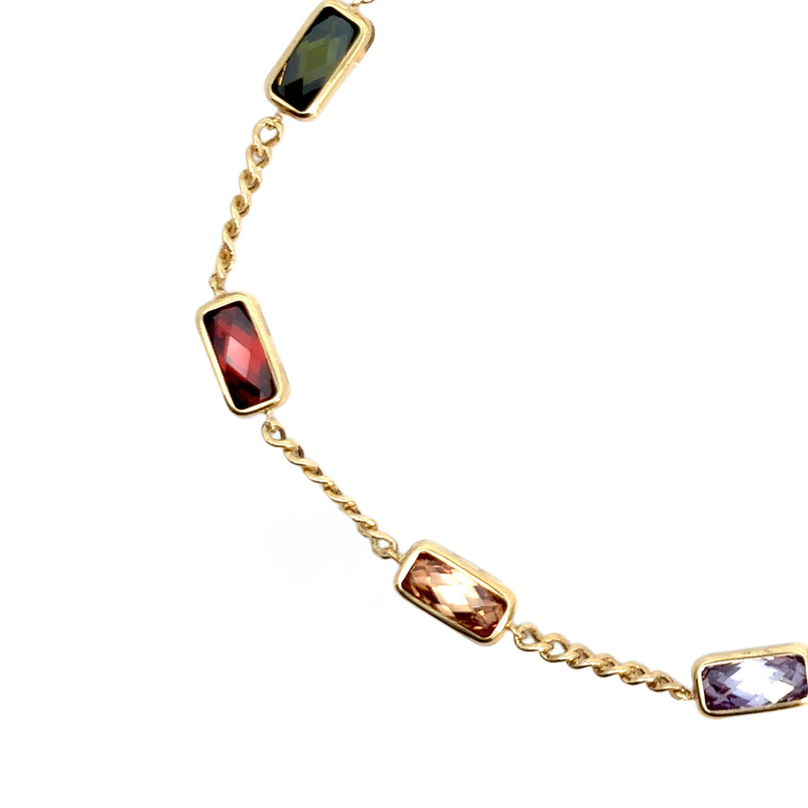 14k Gold Multi-Colored Crystal Bracelet for Women