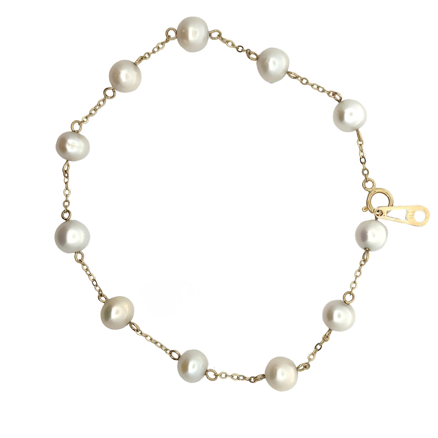 14k Gold Medium 11 Pearl Bracelet for Women