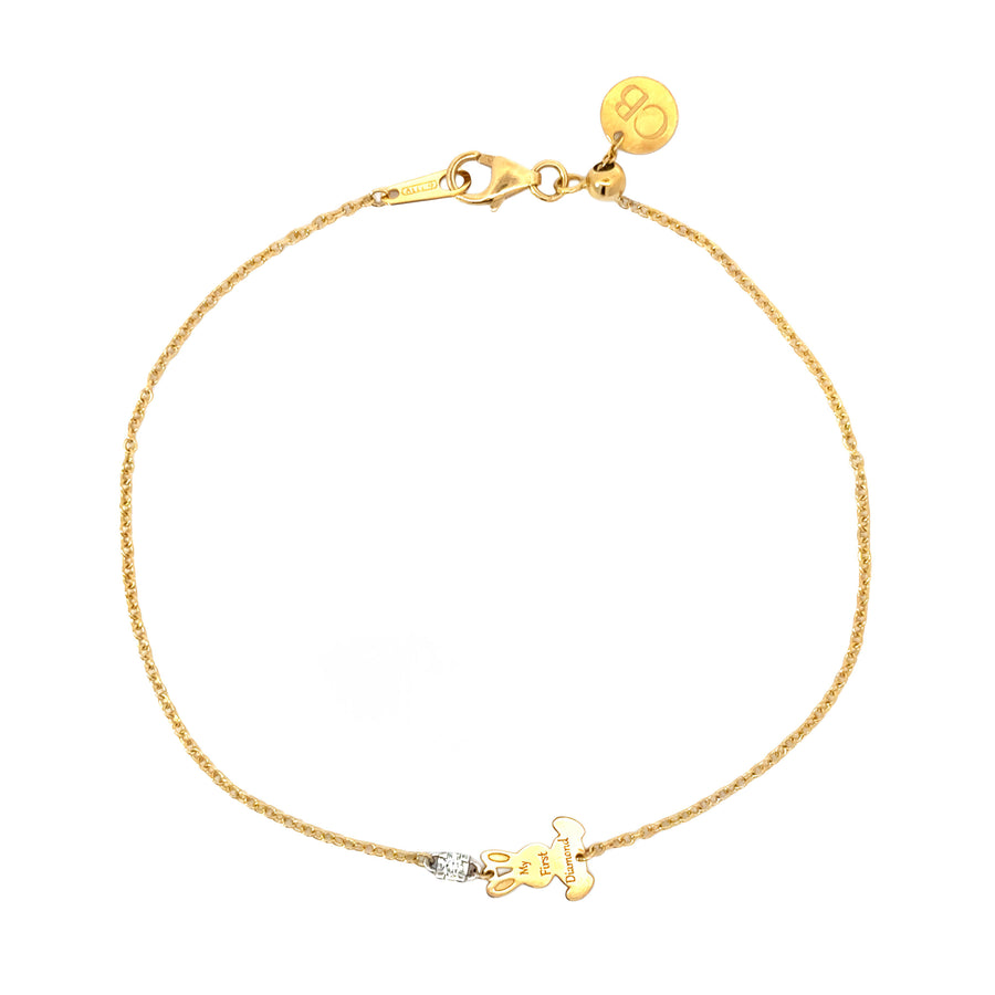 18k Gold Baby Bracelet with Rabbit Charm and Diamond Accent