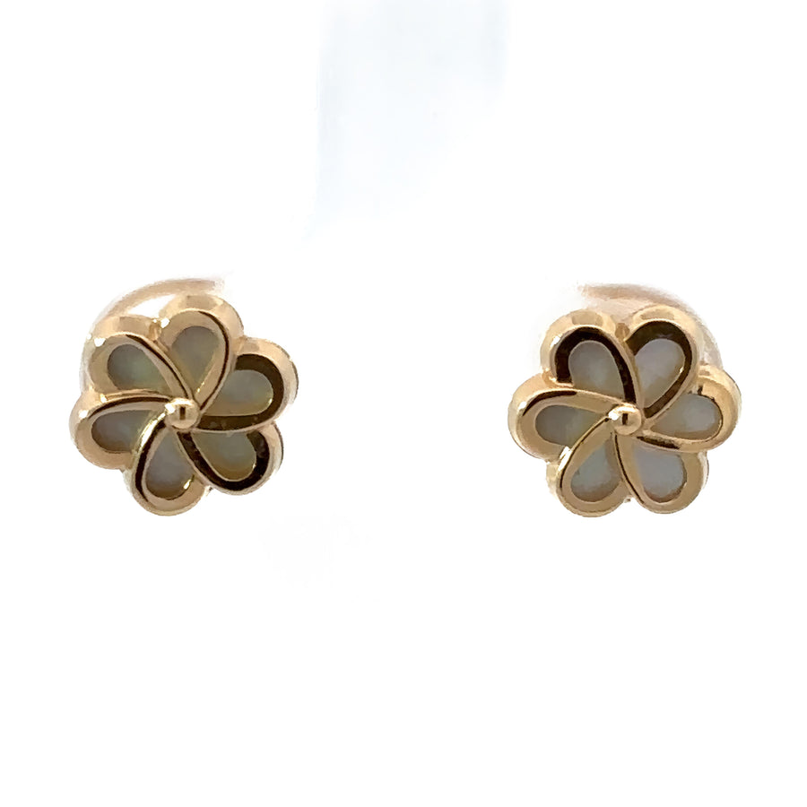 14k Gold Flower Stud Earrings for Babies