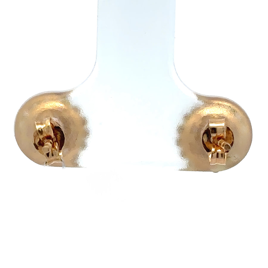 18k Gold Medium Pearl Center Stud Earrings for Baby and Women