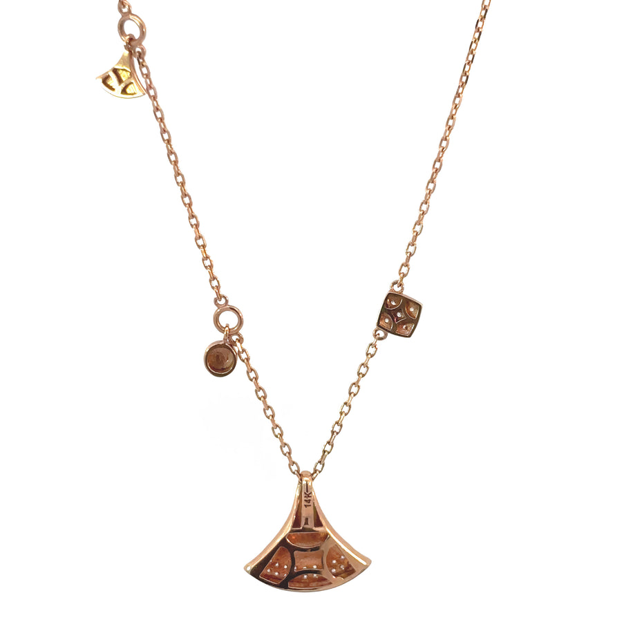 14k Rose Gold Triangle Necklace with CZ for Women