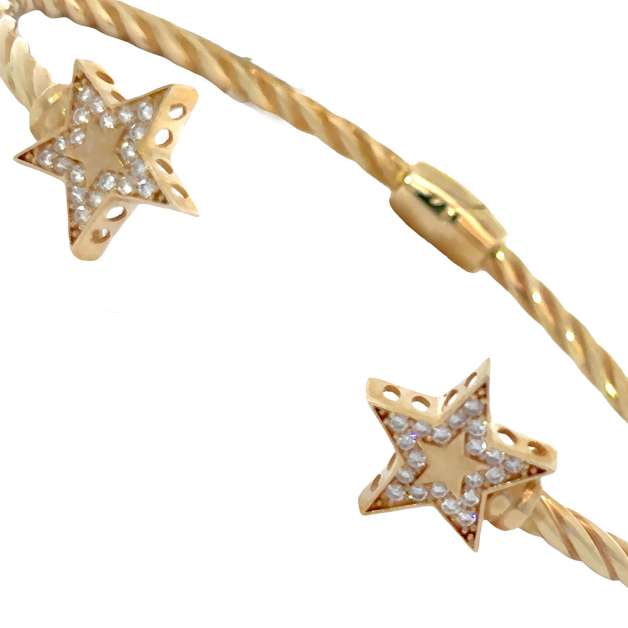 14k Open Bangle with Stars