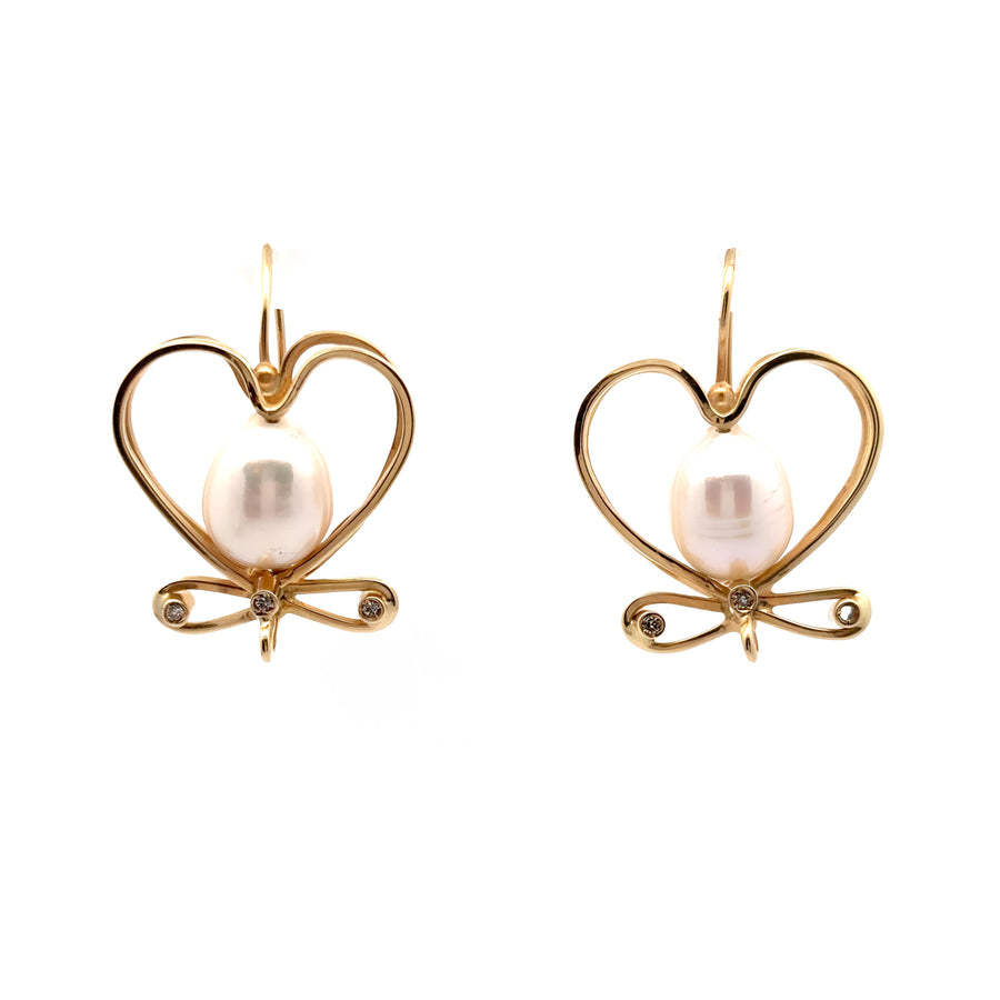 14k Gold Pearl Earrings for Women