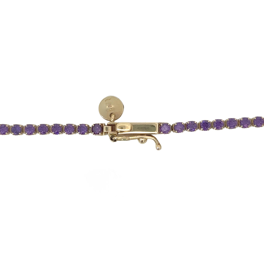 14k Gold Bracelet with Violet CZ, 18.5 cm