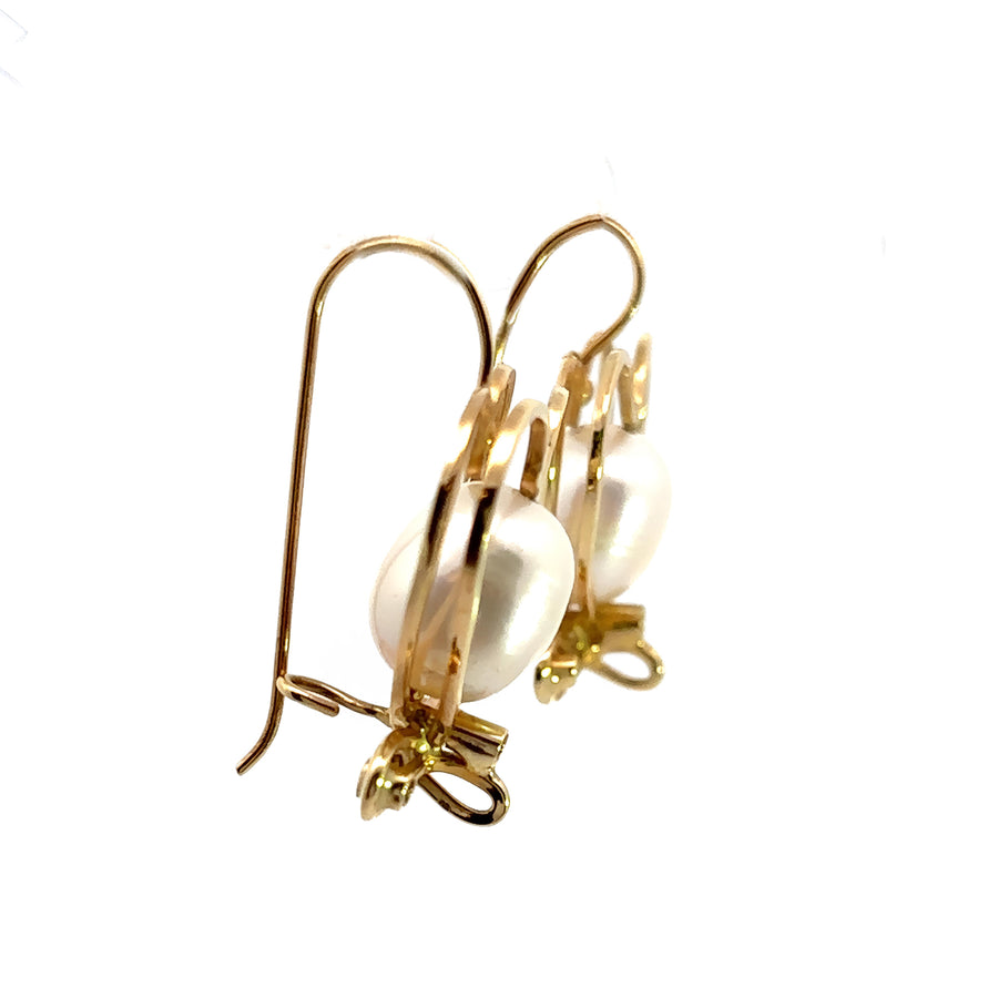 14k Gold Pearl Earrings for Women