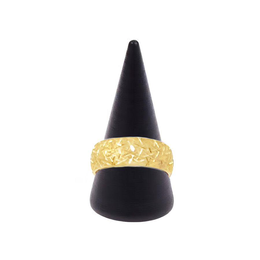 14k Yellow Gold Unisex Ring with Faceted Design - Size 8